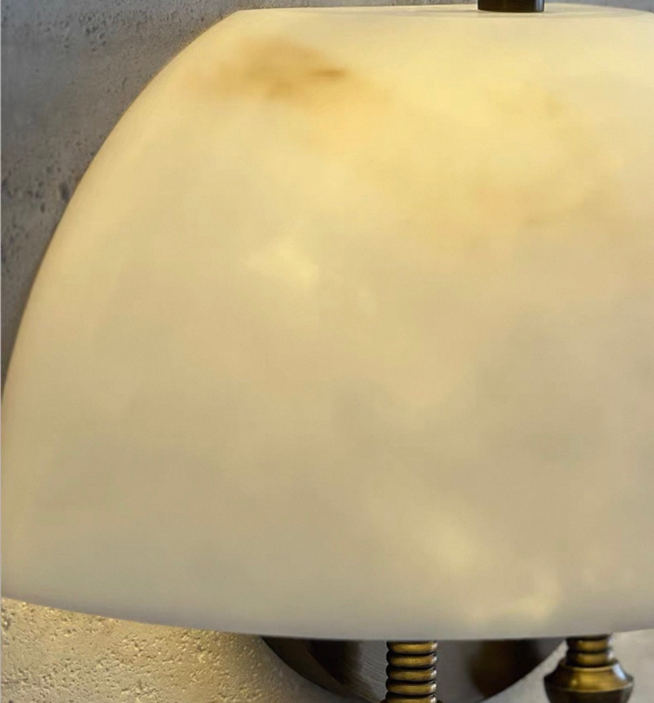 Dome Artificial Marble Wall Sconce – Warm Brass Light with Pull Rod Detail for Bedroom Hallway or Living Room