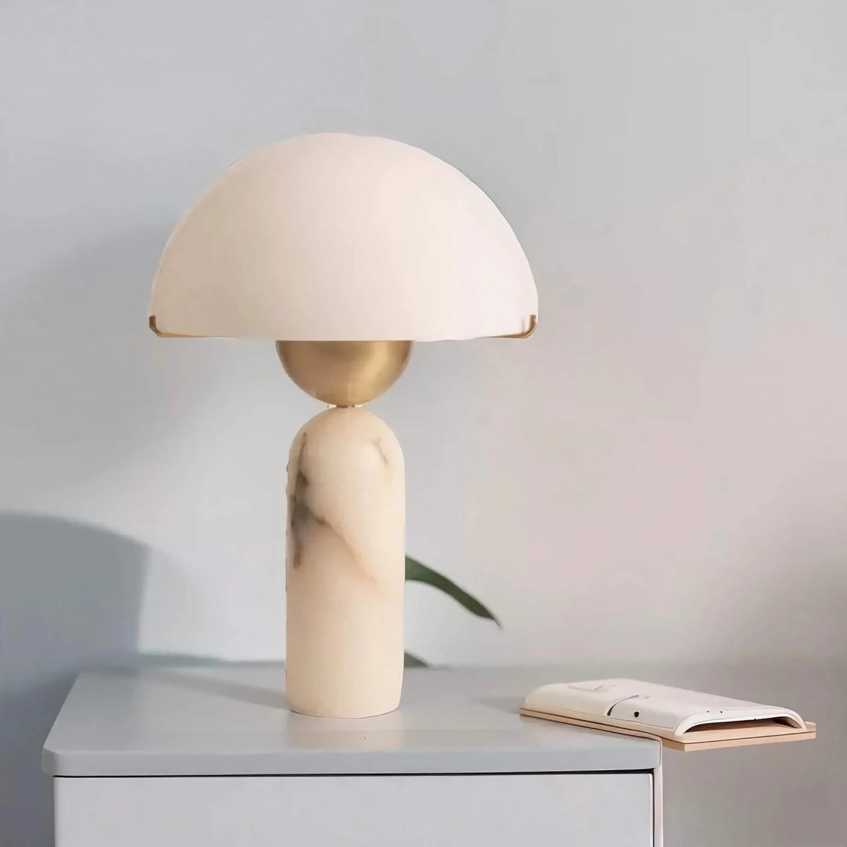 Marble & Brass Dome Table Lamp | Stone-base Accent Modern Scandinavian Bedroom Console Casalolalights Luxury Lamps