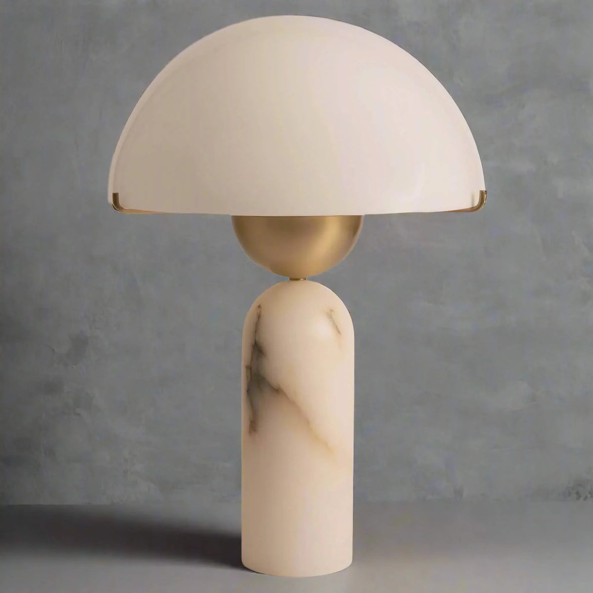 Marble & Brass Dome Table Lamp | Stone-base Accent Modern Scandinavian Bedroom Console Casalolalights Luxury Lamps