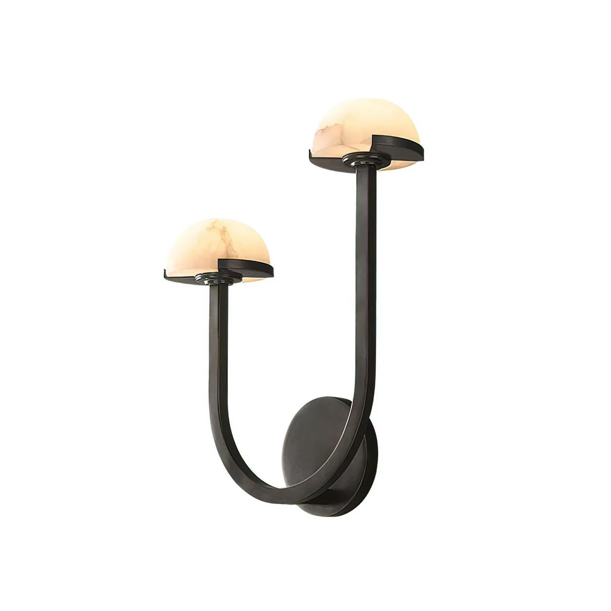 Black Brass & Alabaster Double Wall Sconce | Twin-dome Stone Modern Japandi Bedroom Living Casalolalights Luxury Lamps