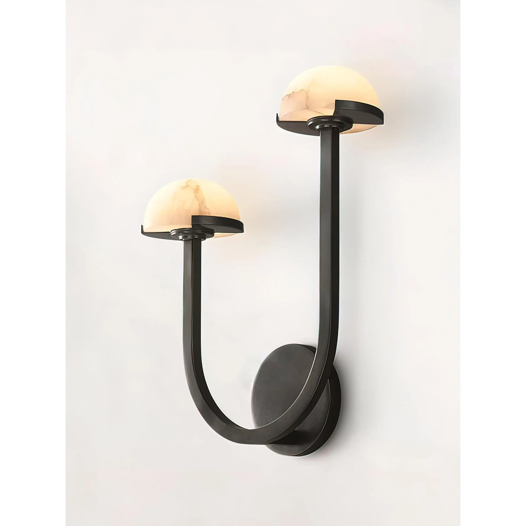 Luxury Double Gold Brass and Alabaster Wall Sconce – Modern Lamp for Bedroom or Hallway