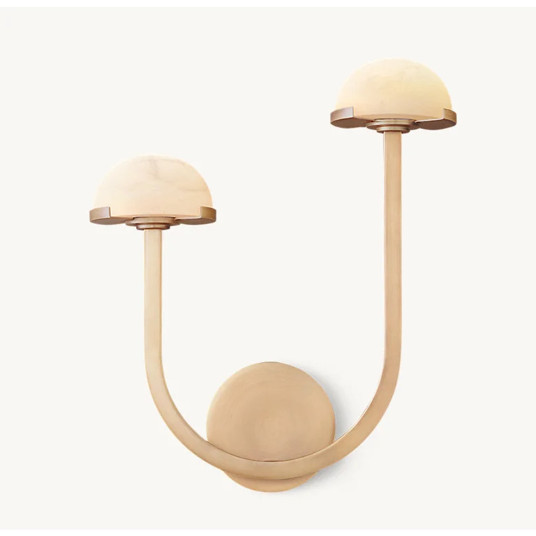 Luxury Double Alabaster & Brass Wall Sconce – Modern Designer Light Fixture