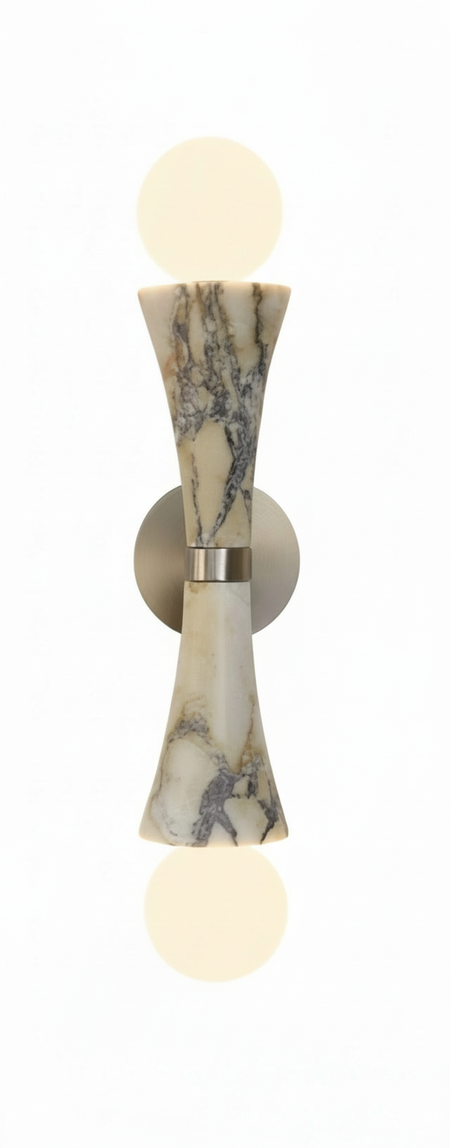Double Bulgari Marble Globe Wall Sconce – Italian & Brass Light for Bedroom Hallway or Vanity