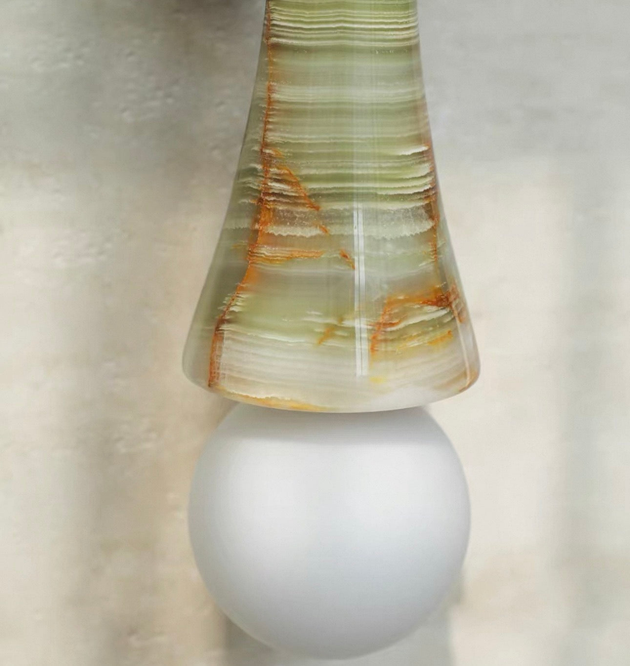 Double Jade Globe Wall Sconce – Green Stone & Brass Light for Bedroom Hallway or Vanity Casalolalights Luxury Lamps