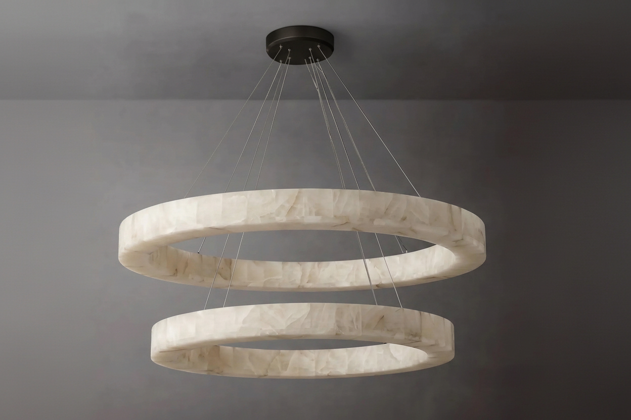 LAMPADARIO DOPPIO TONDO IN MARMO | CLVC0211
