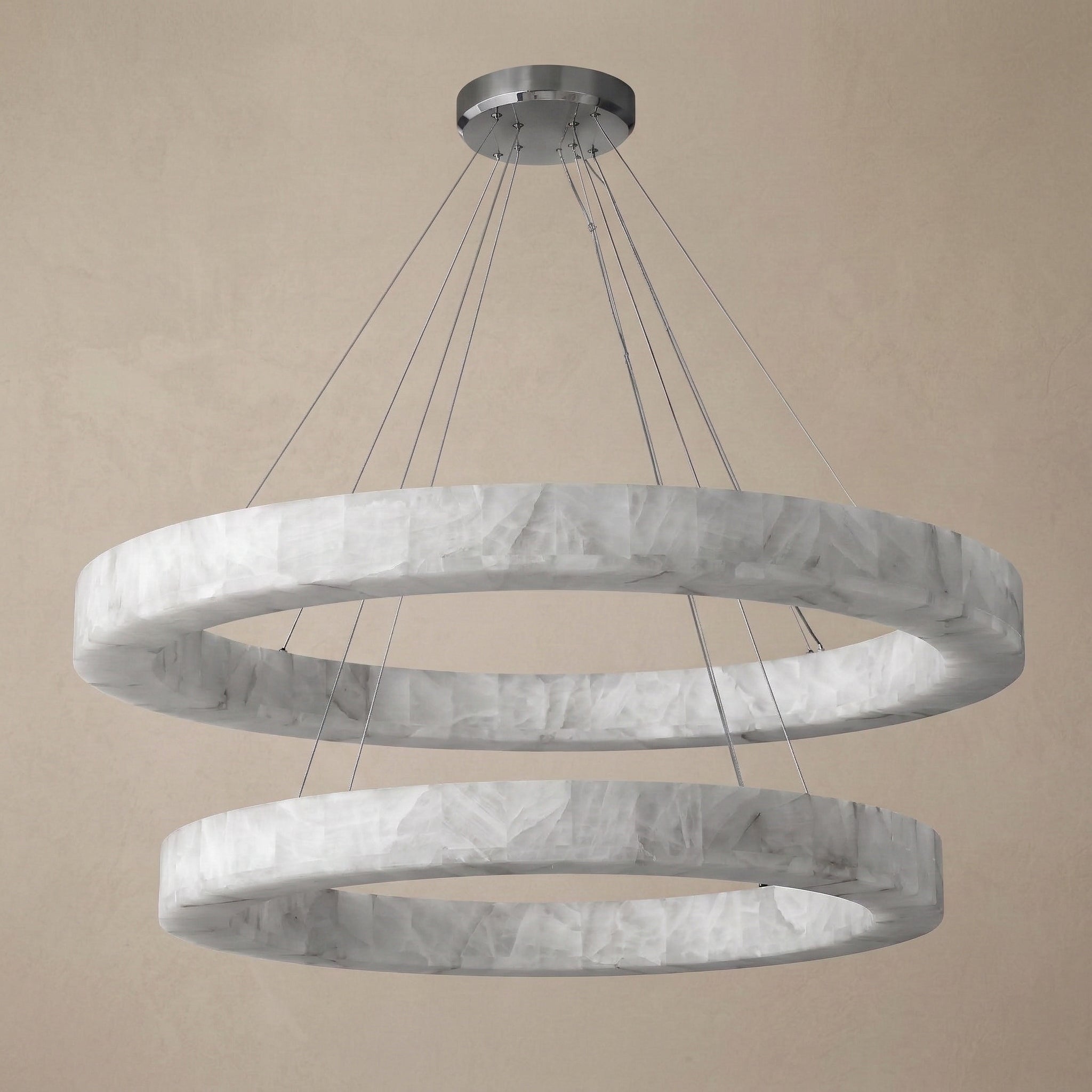 Alabaster Double Ring Pendant Light Copper – Led Halo Ceiling Chandelier 80 Cm 100 Adjustable Casalolalights Luxury