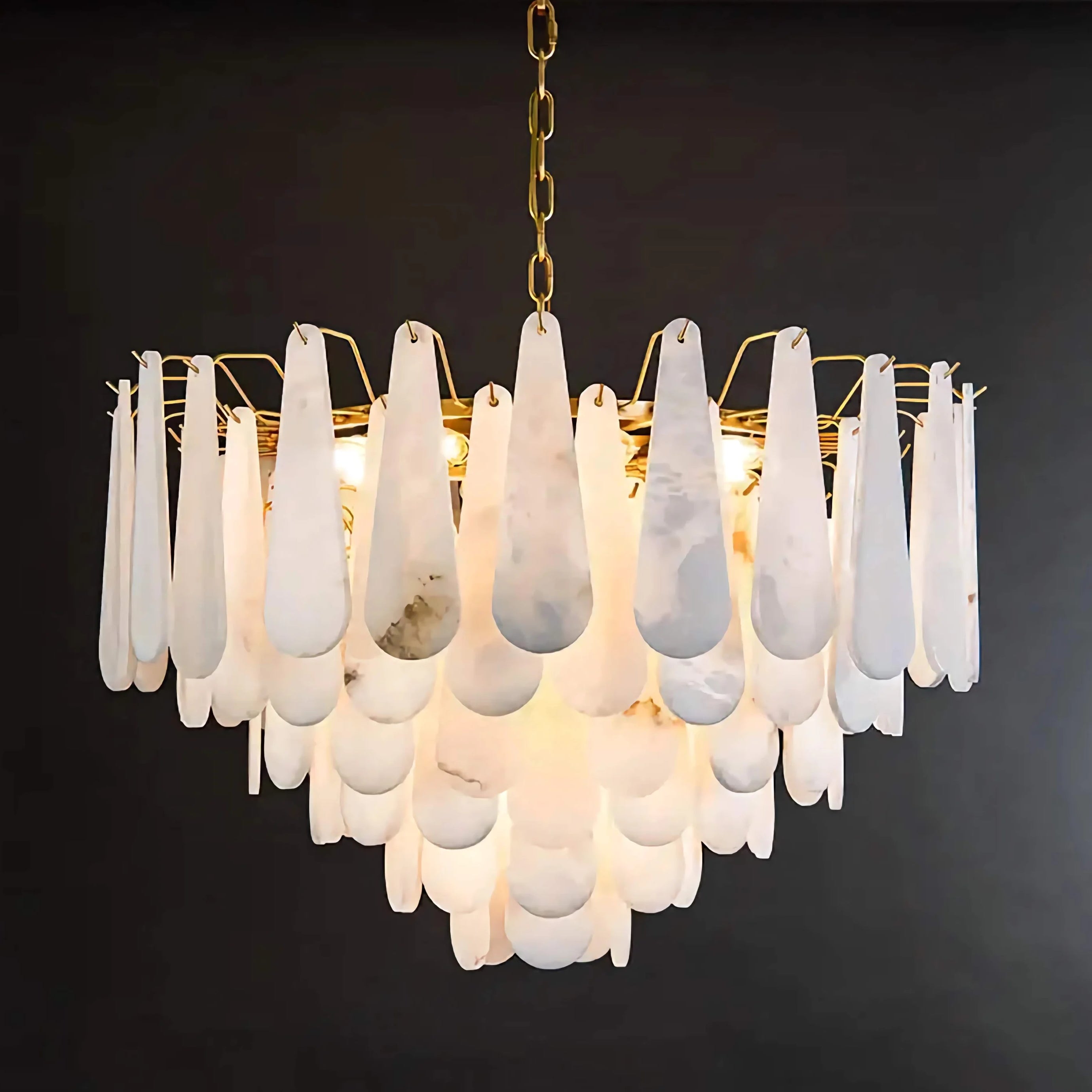 Alabaster Teardrop Chandelier – Tiered Copper Stone Pendant Light Casalolalights Luxury Lamps for Interior Designers