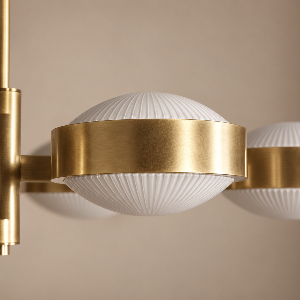 Fluted Glass Linear Chandelier Champagne Brass | Compact for a Kitchen Island Custom Rod Length Casalola Lights Luxury