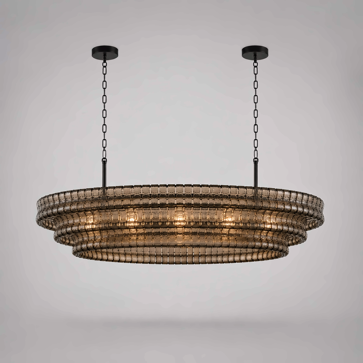 The Verdita Chandelier | Amber Curved Glass | CLND019