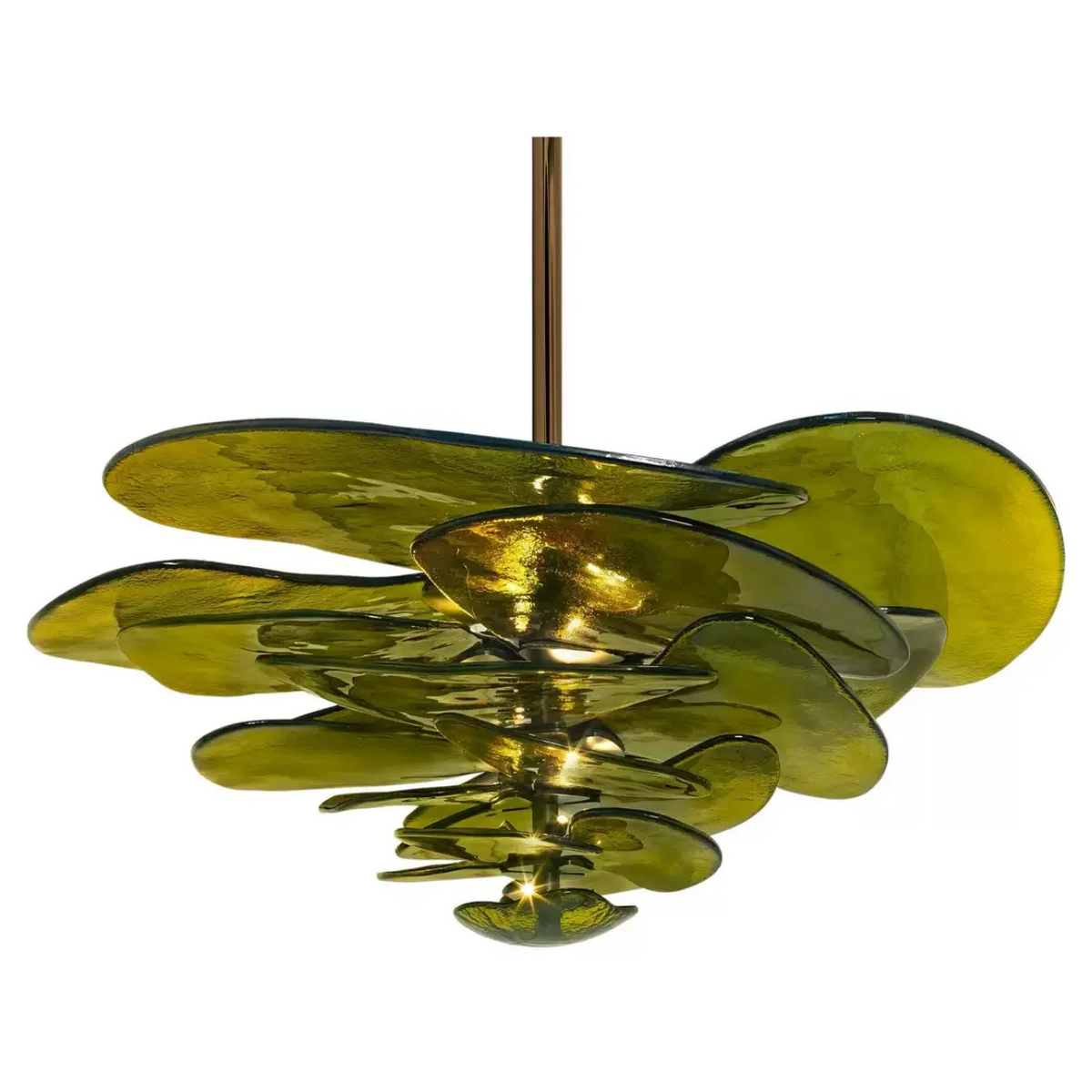 Glass Petal Chandelier | Art Deco Sculptural & Gold Iron Modern Dining Room Living Casalolalights Luxury Lamps