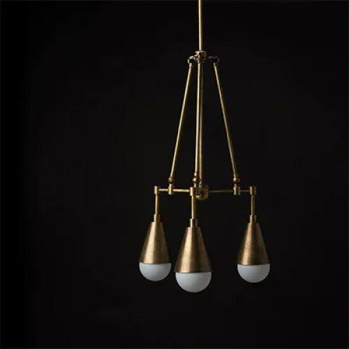 Brass Triple Pendant | Tapered Cone & Opaline-glass 56cm Mid-century Dining Entryway Casalolalights Luxury Lamps