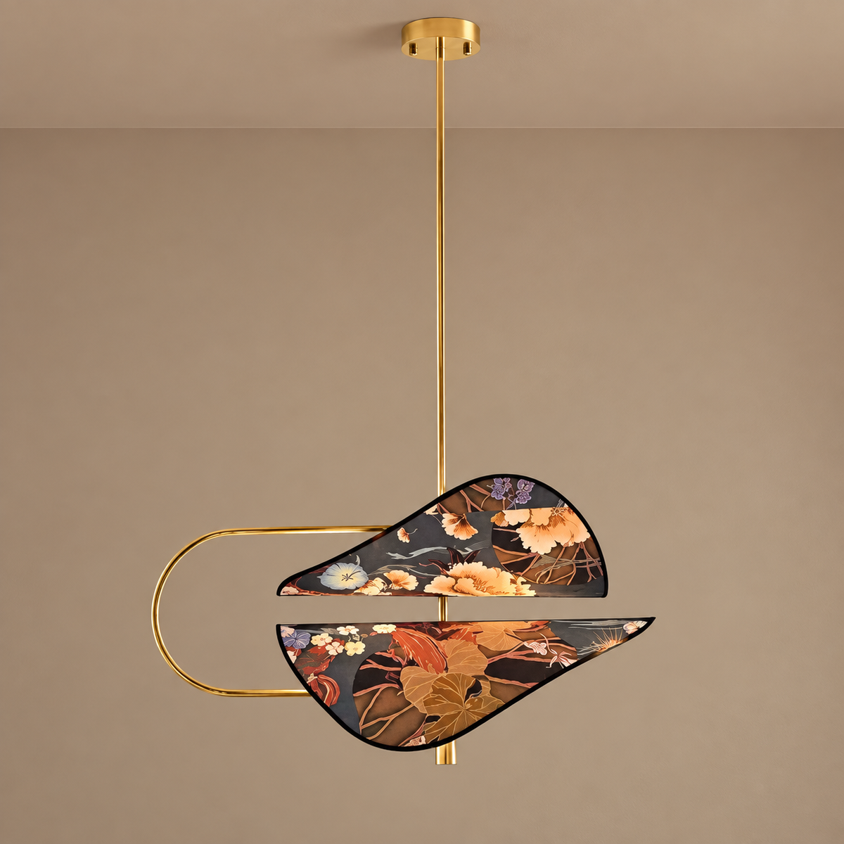 LAMPADA A SOSPENSIONE BLU MODERNA IN OTTONE