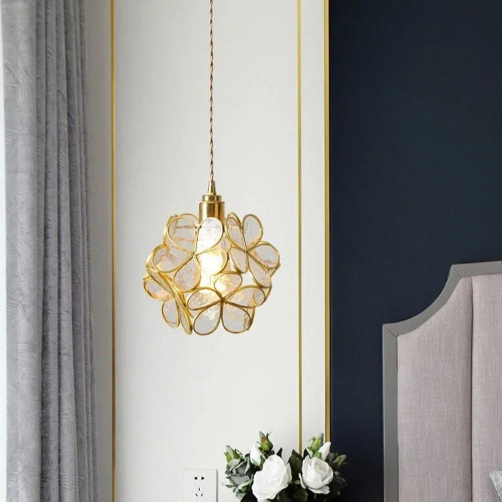 Colorful Glass Pendant Lamp | Round Flower Hanging Lights for Living Room Kitchen Dining