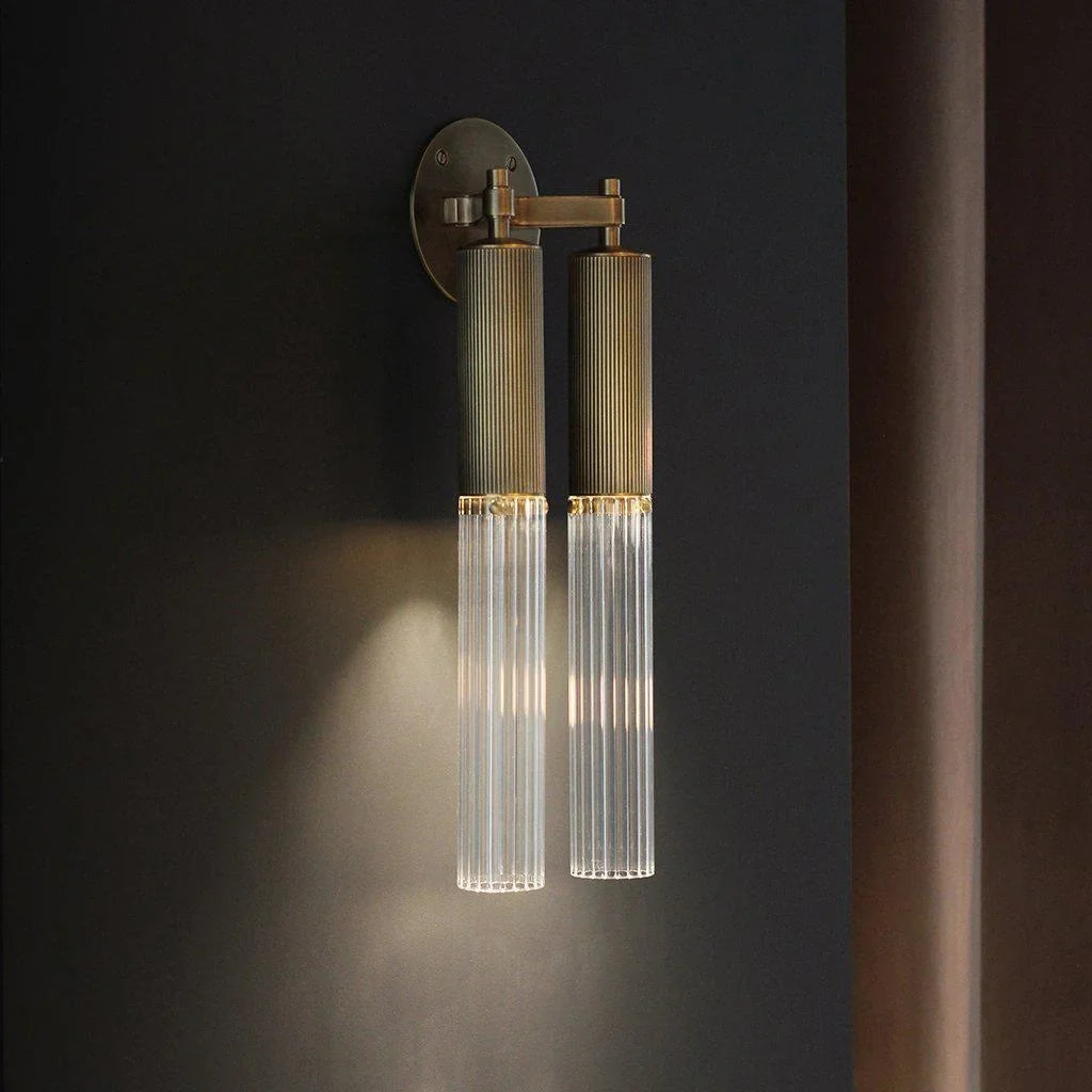 Gold Double Wall Light 42cm | Geometric Up-down Sconce Mid-century Art Deco Bedroom & Hallway Casalolalights Luxury