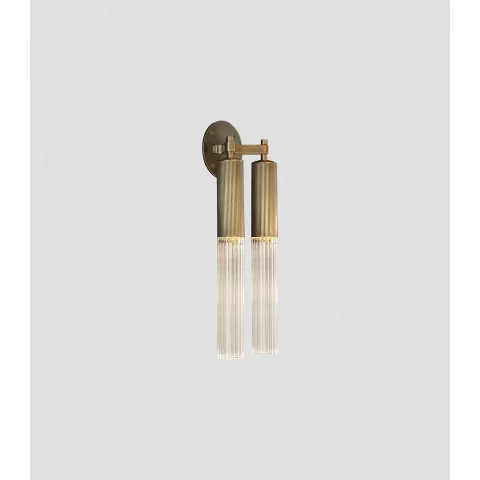 Flume Modern Brass and Glass Vintage Wall Sconces – Cylindrical Led Light