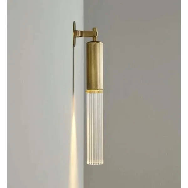 Flume Modern Brass and Glass Vintage Wall Sconces – Cylindrical Led Light