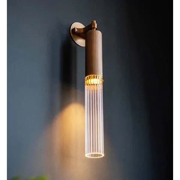 Flume Modern Brass and Glass Vintage Wall Sconces – Cylindrical Led Light
