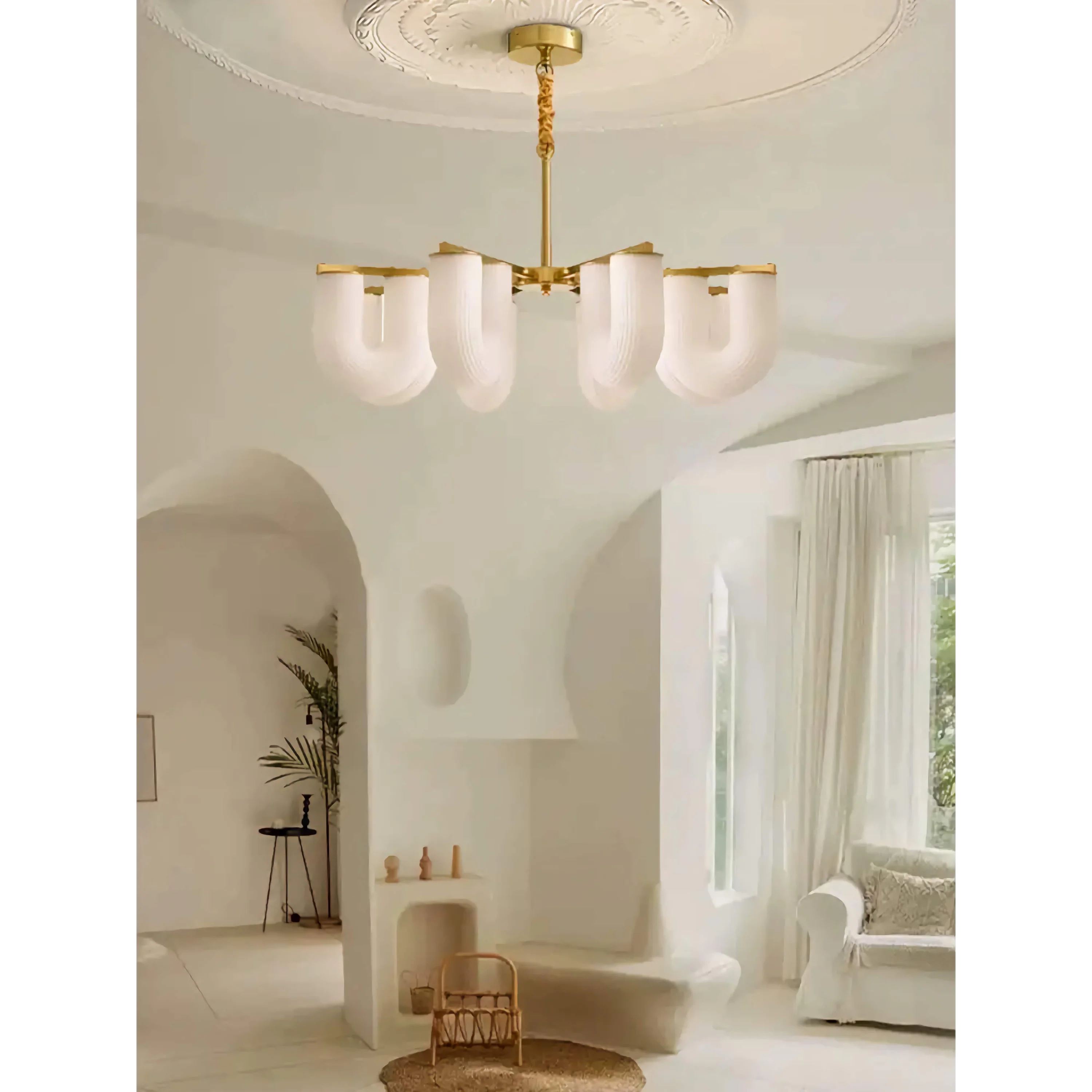 Modern Sculptural Pendant Light | Fluted Glass Ceiling Chandelier