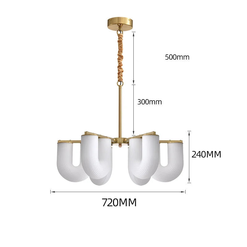 Modern Sculptural Pendant Light | Fluted Glass Ceiling Chandelier