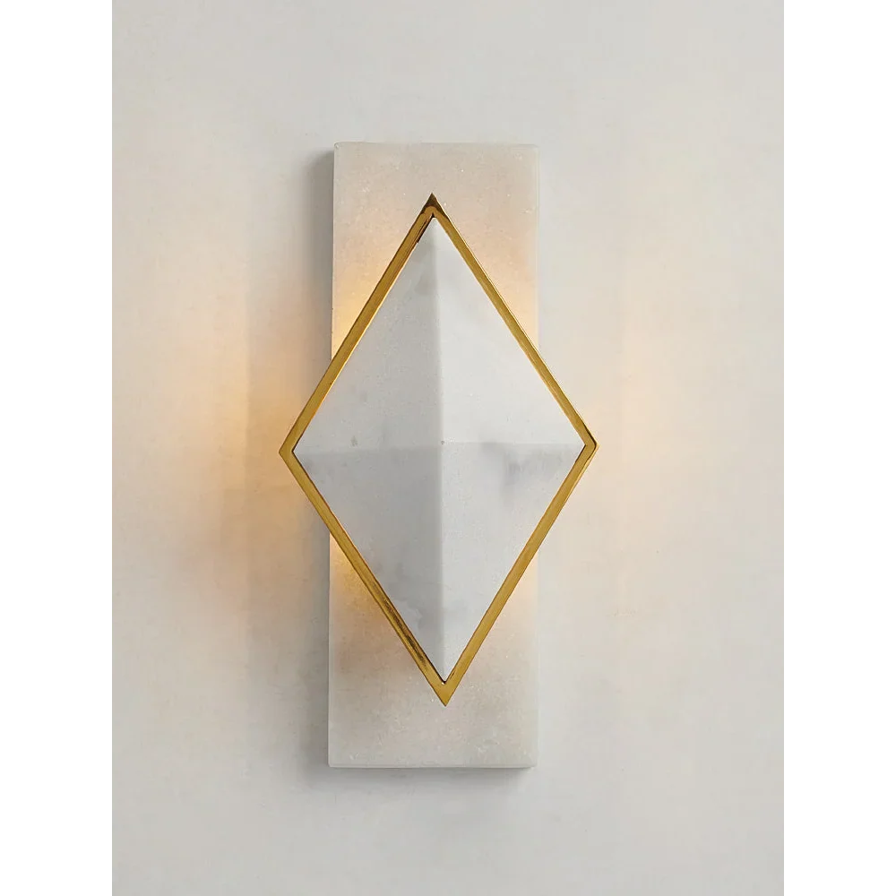 Geometric Alabaster Wall Sconce – Marble & Brass for Hallway Bedroom Casalolalights Luxury Lamps Interior Designers