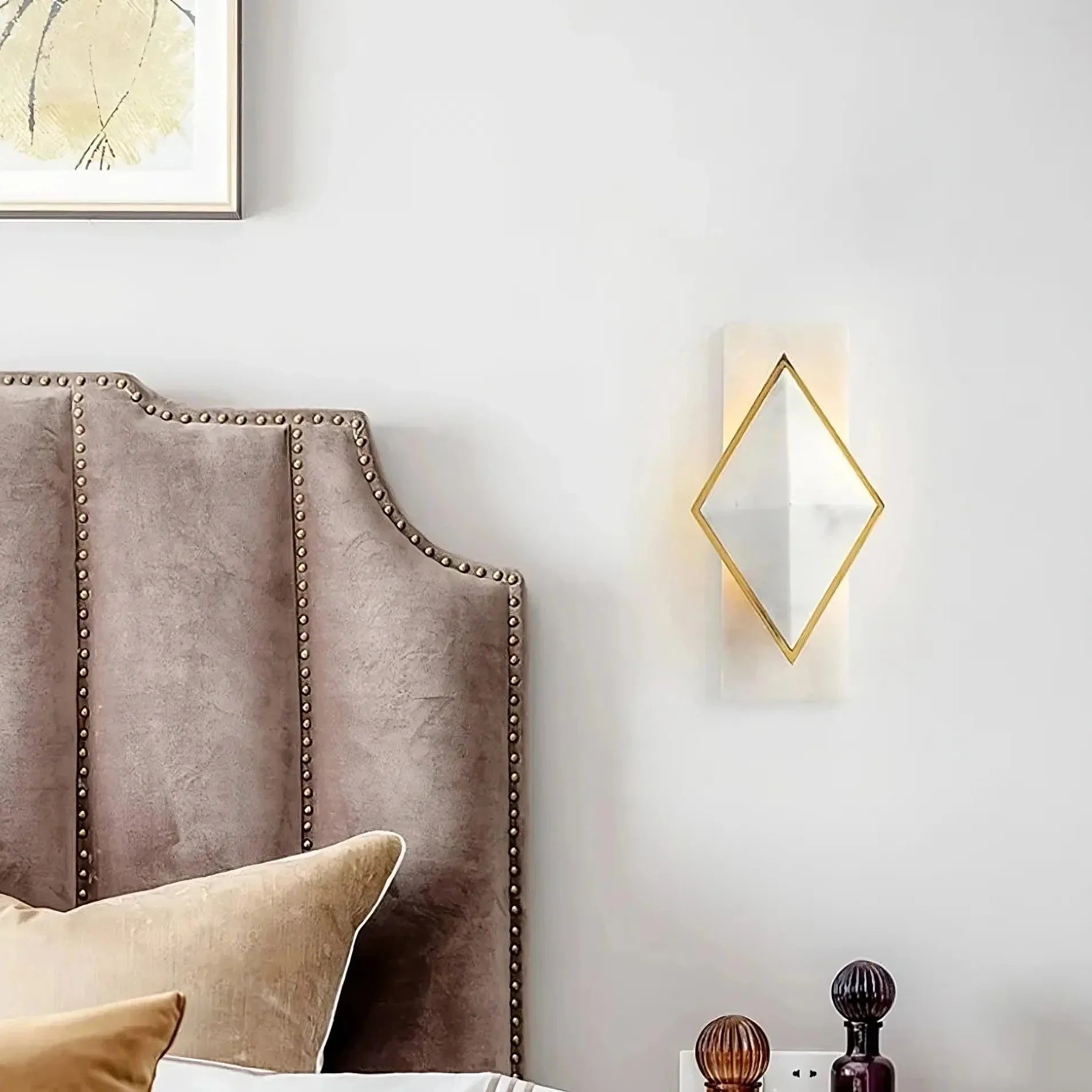 Geometric Alabaster Wall Sconce – Marble & Brass for Hallway Bedroom Casalolalights Luxury Lamps Interior Designers