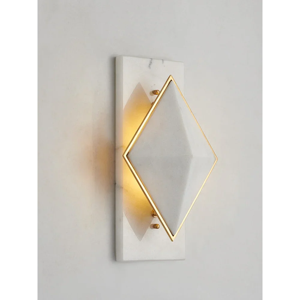 Geometric Alabaster Wall Sconce – Marble & Brass for Hallway Bedroom Casalolalights Luxury Lamps Interior Designers