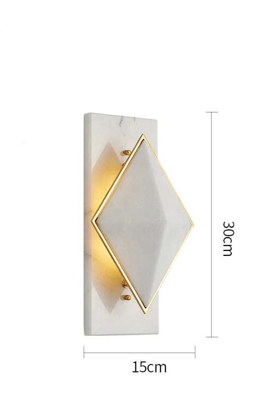 Geometric Alabaster Wall Sconce – Marble & Brass for Hallway Bedroom