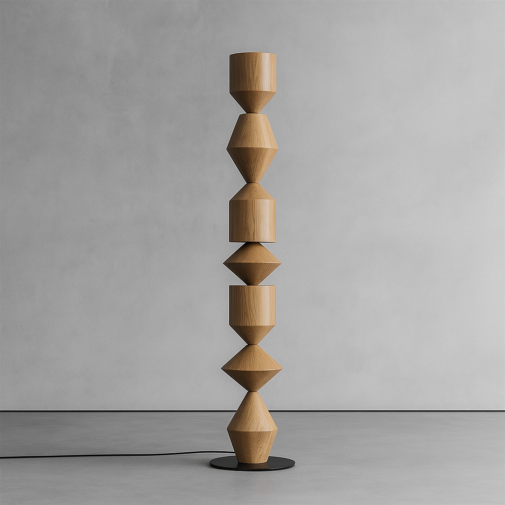 Geometric Iron Floor Lamp Black White or Walnut | 153cm Tall Up & Down Light Dimmable Option Casalola Lights Luxury