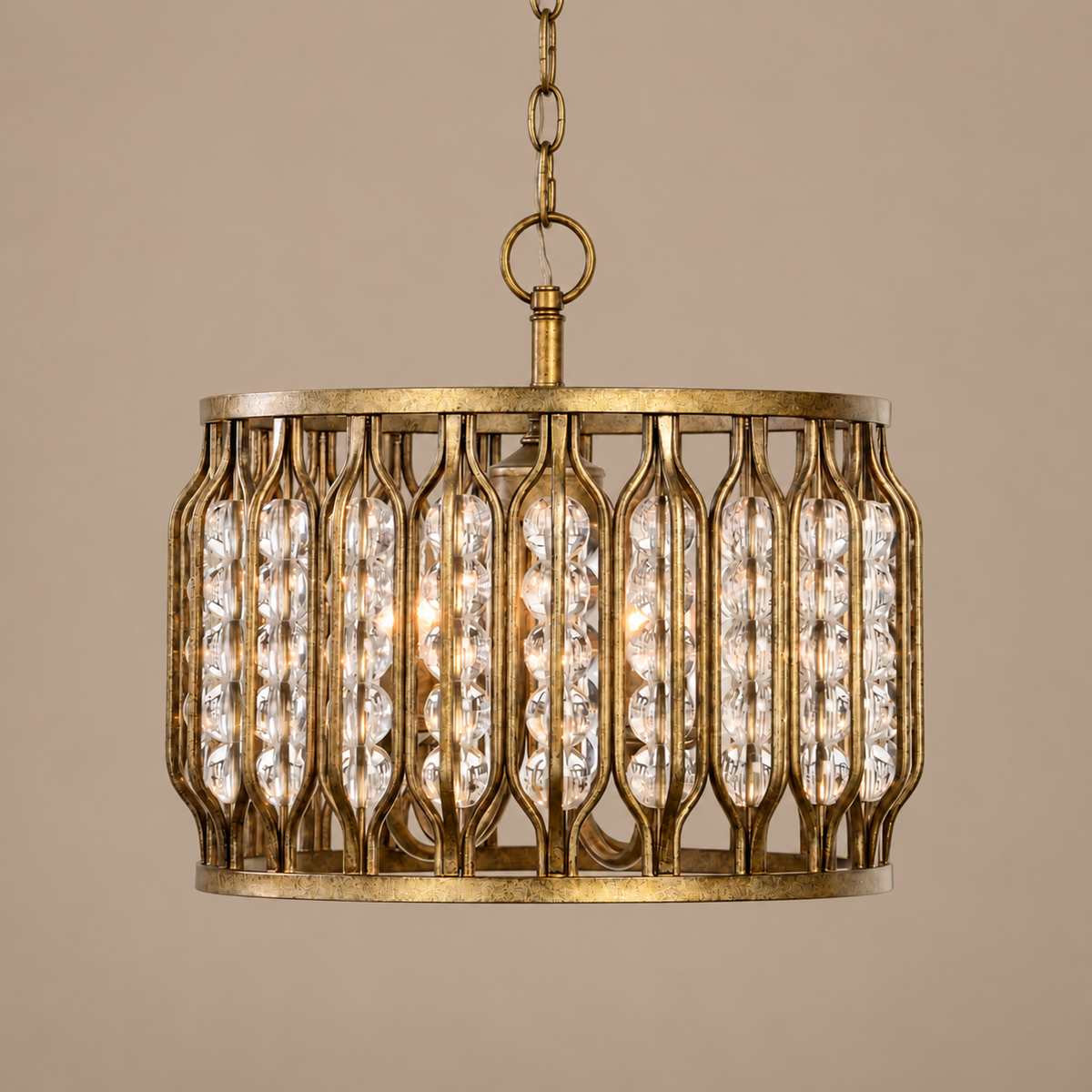 Brass Pendant Light - Crystal Drum Casalola Lights Luxury Lamps for Interior Designers