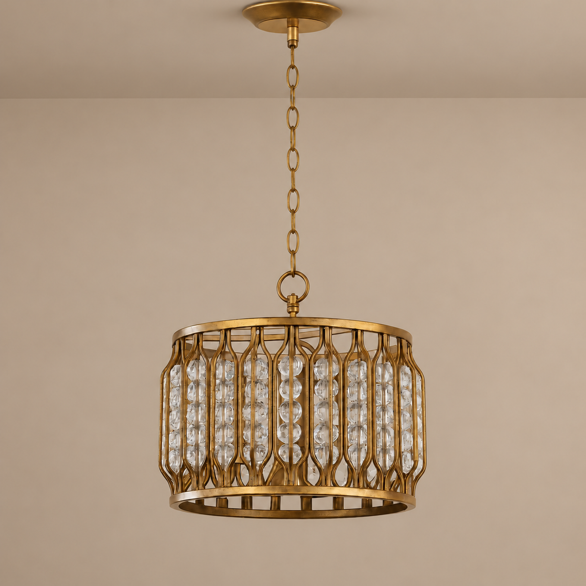 Brass Pendant Light - Crystal Drum Casalola Lights Luxury Lamps for Interior Designers