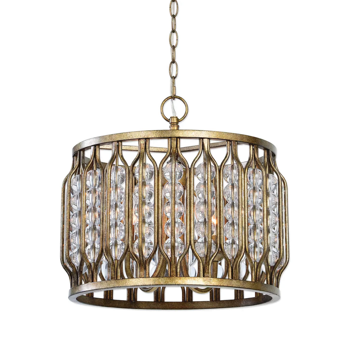 Crystal Drum Pendant for Dining Room or Entry | Solid Brass Cage 17 26 in Wide Cut Lenses Casalola Lights Luxury Lamps