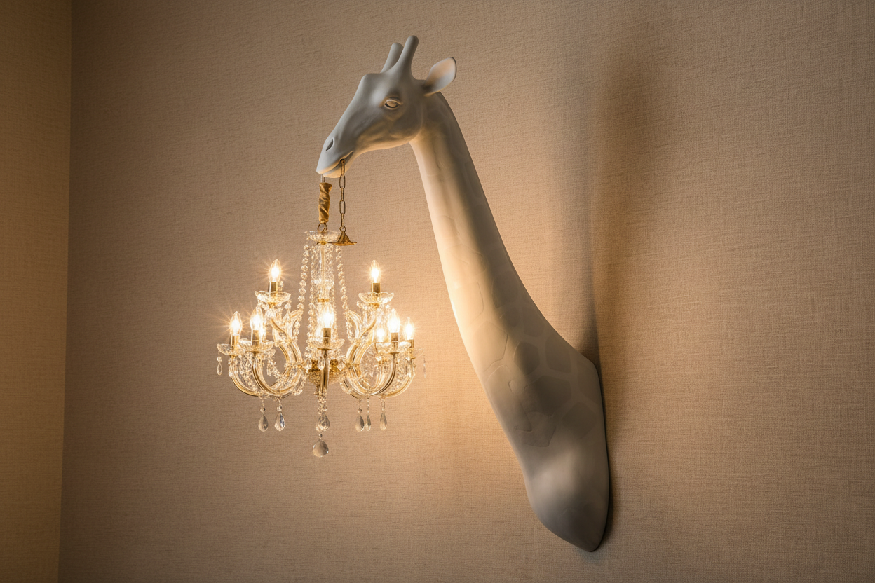 GIRAFFE WALL LAMP WITH CRYSTAL MARY THERESE CHANDELIER