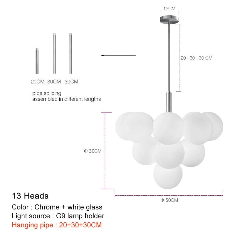 Modern Chandelier Luxury Metal Semi-flush Mount Glass 1-13 Heads Available | Casalola