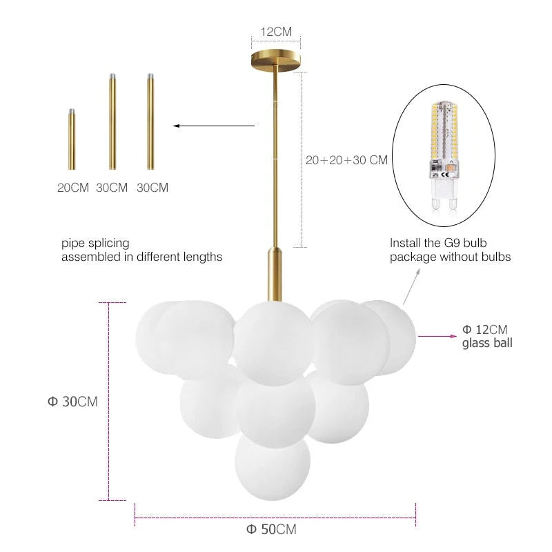 Modern Chandelier Luxury Metal Semi-flush Mount Glass 1-13 Heads Available | Casalola