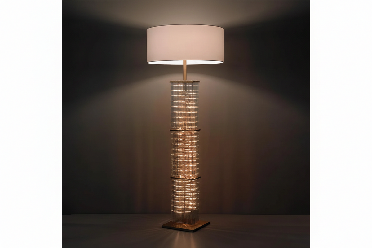 Copper & Glass Cage Floor Lamp | 150cm Bronze 3-light Industrial Modern Living Room Office Casalolalights Luxury Lamps
