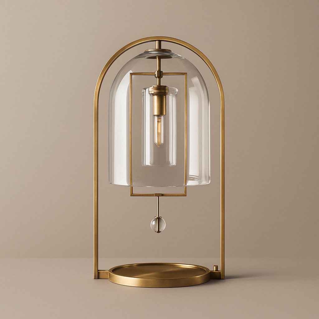 Gold Brass Table Lamp with Glass Dome Shade for Bedroom and Living Room | Bedside or Console Modern Casalola Lights