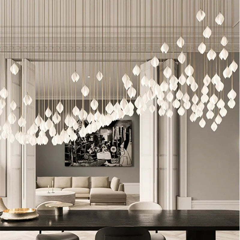 Glass Flower Pendant Light | Gold Cluster Chandelier 1-18 Lights Living Room Dining Stairwell & Bar Casalolalights
