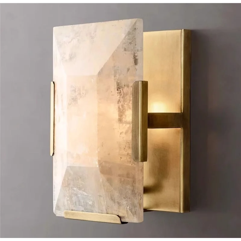 Decorative Wall Sconces Calcite Lamps for Living Room Gold Finish