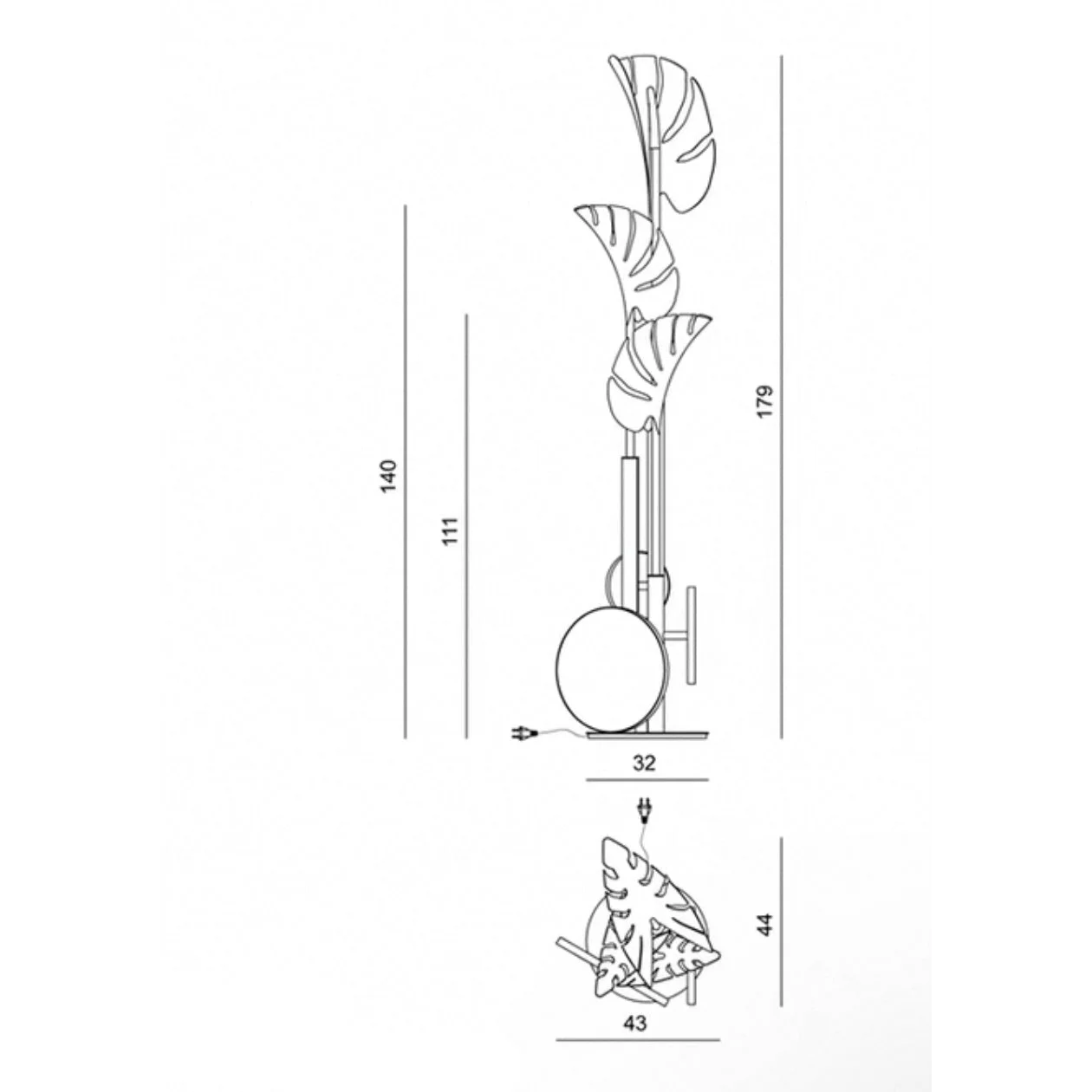 Modern Polished Brass Palm Leaf Floor Lamp | Art Deco Designer Led Ready Ul Listed