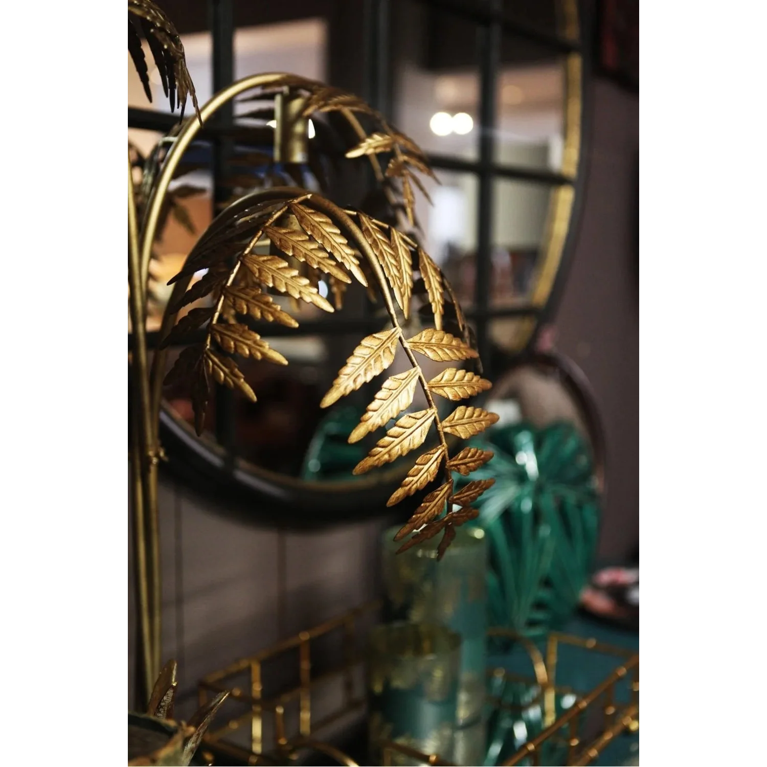 Gold Palm Tree Table Lamp – Hollywood Regency and Art Deco Tropical Glam Lighting