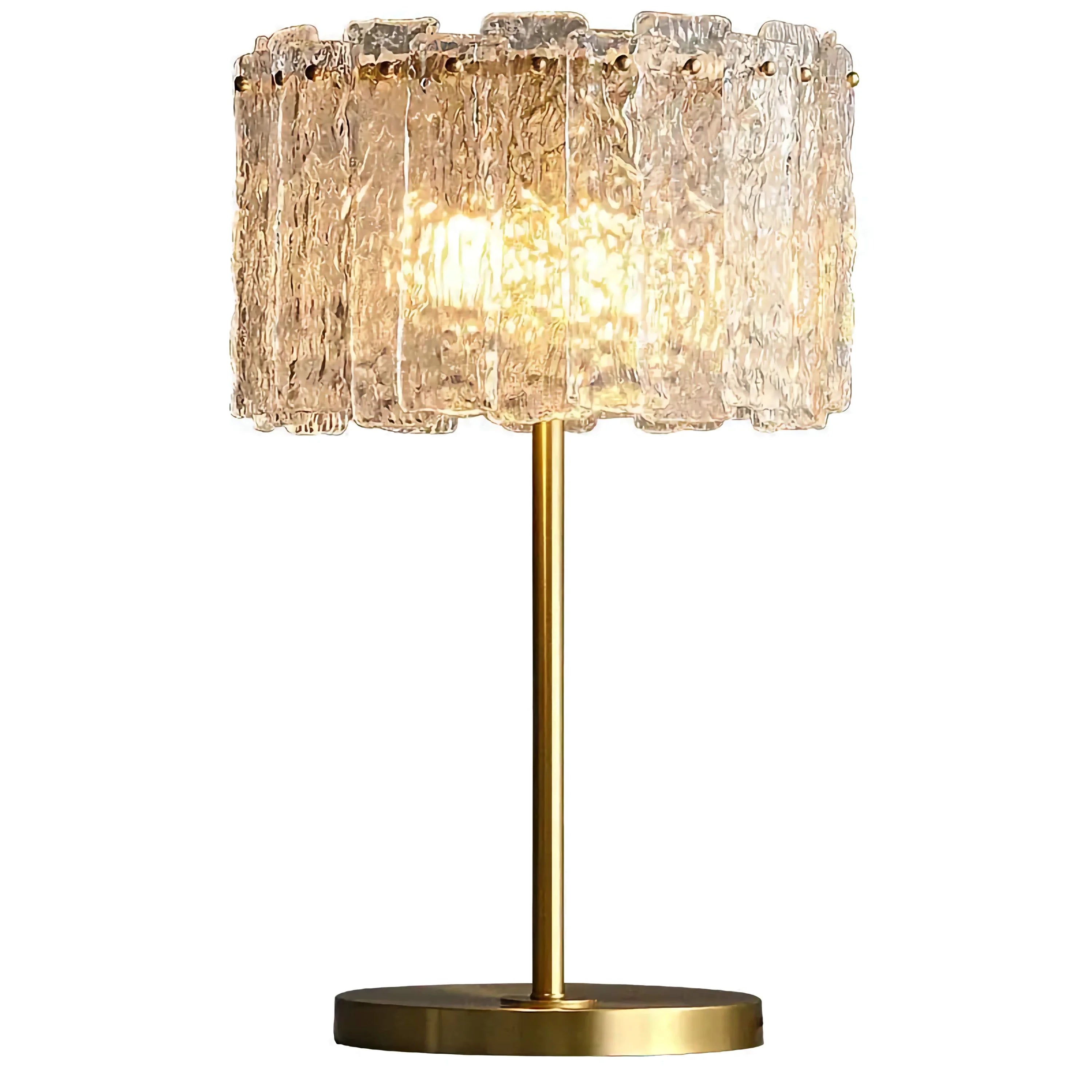 Luxury Gold Table Lamp with Textured Glass Shade – Modern Glam Bedside for Bedroom Living Room or Office