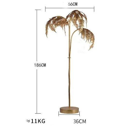 Tall Floor Lamp | Gold Palm Tree Hollywood Regency Lighting for Living Room