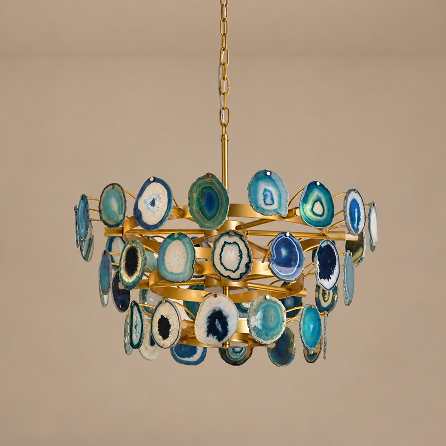 Green Agate Semi-Flush Chandelier