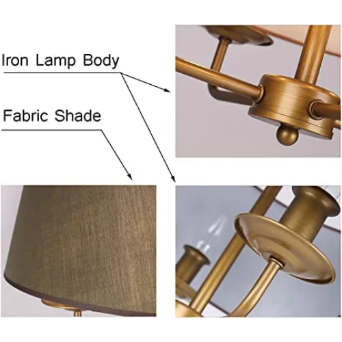 Drum Vintage Chandelier Green Fabric for Living Room