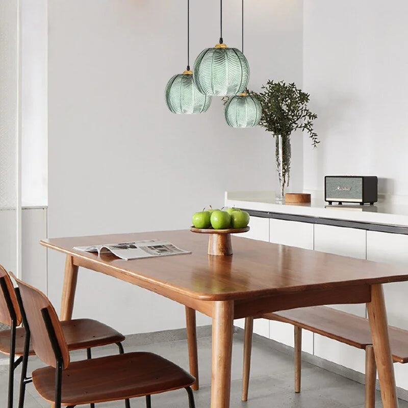 Green Glass Globe Pendant Light | Hand-blown Emerald with Brass Kitchen Island & Dining Room Casalolalights Luxury