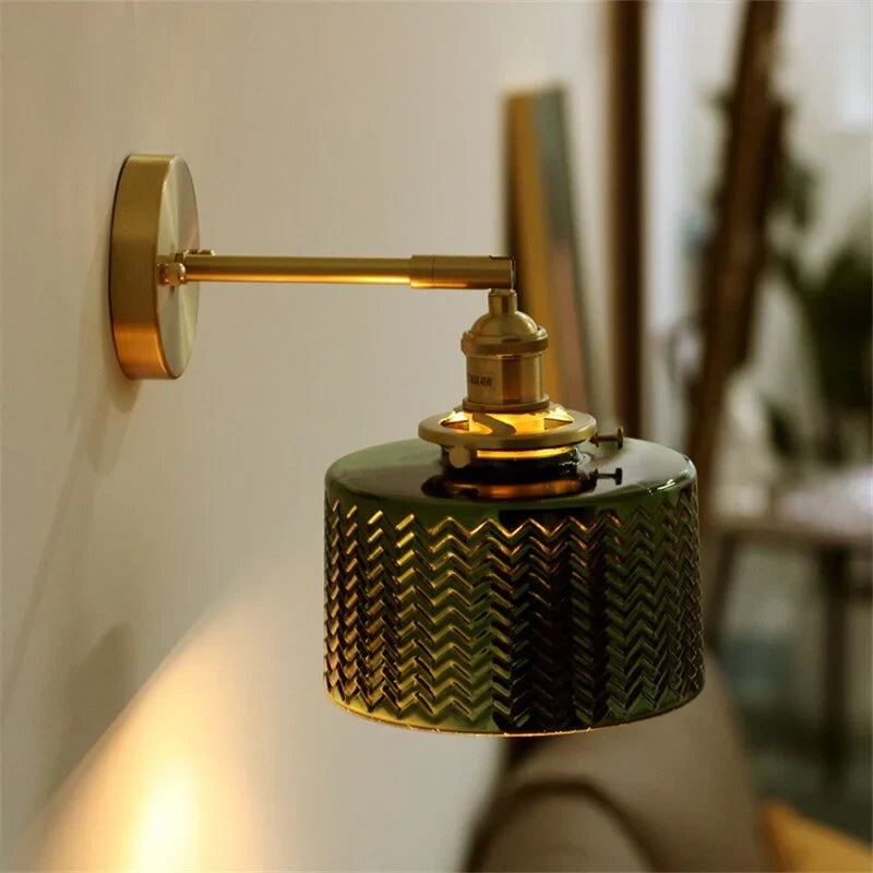 Green Glass Antique Wall Sconces with Pull Chain | Lamp for Bedroom Living Room Casalolalights Luxury Lamps