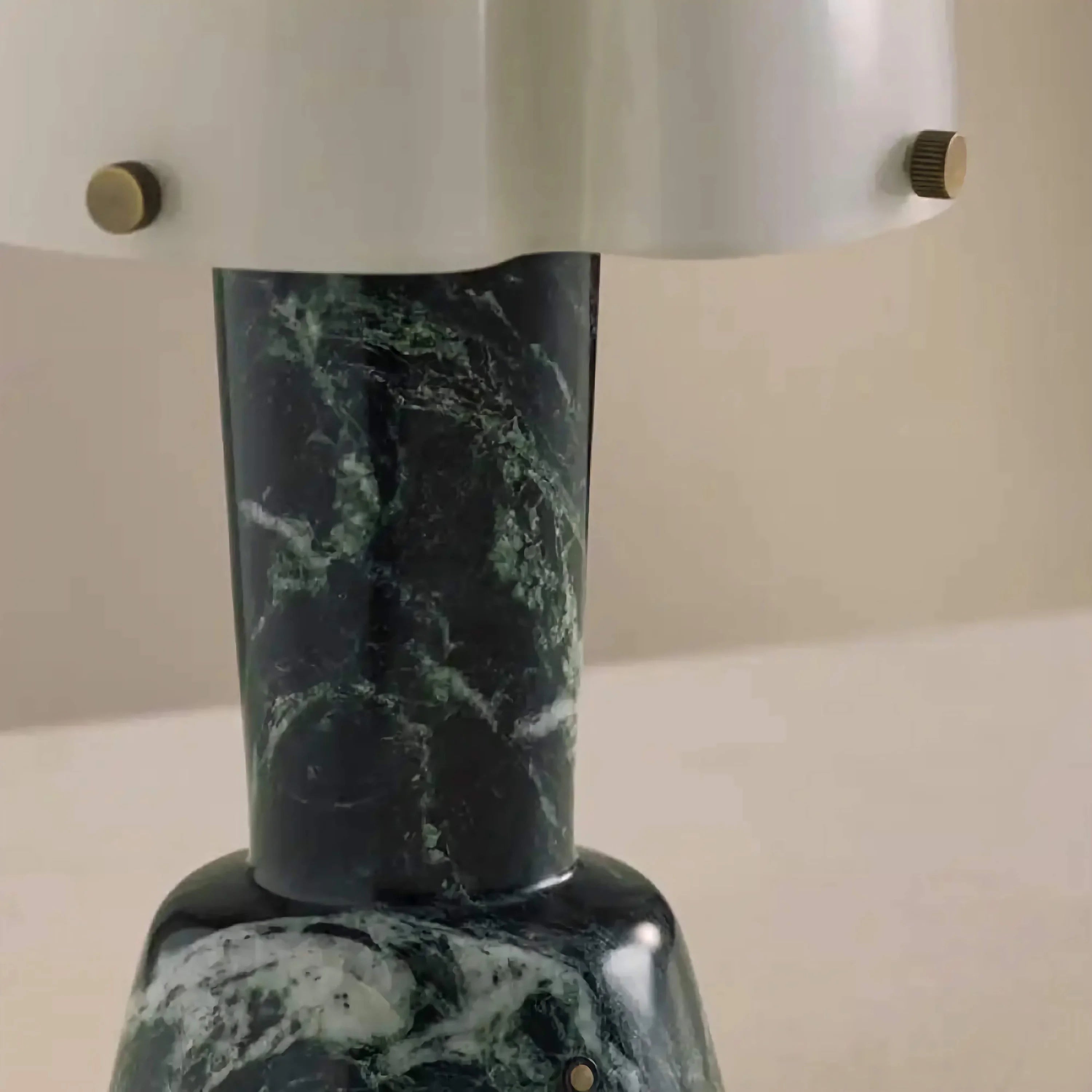Green Marble Base Table Lamp | Fluted Glass Dome Accent