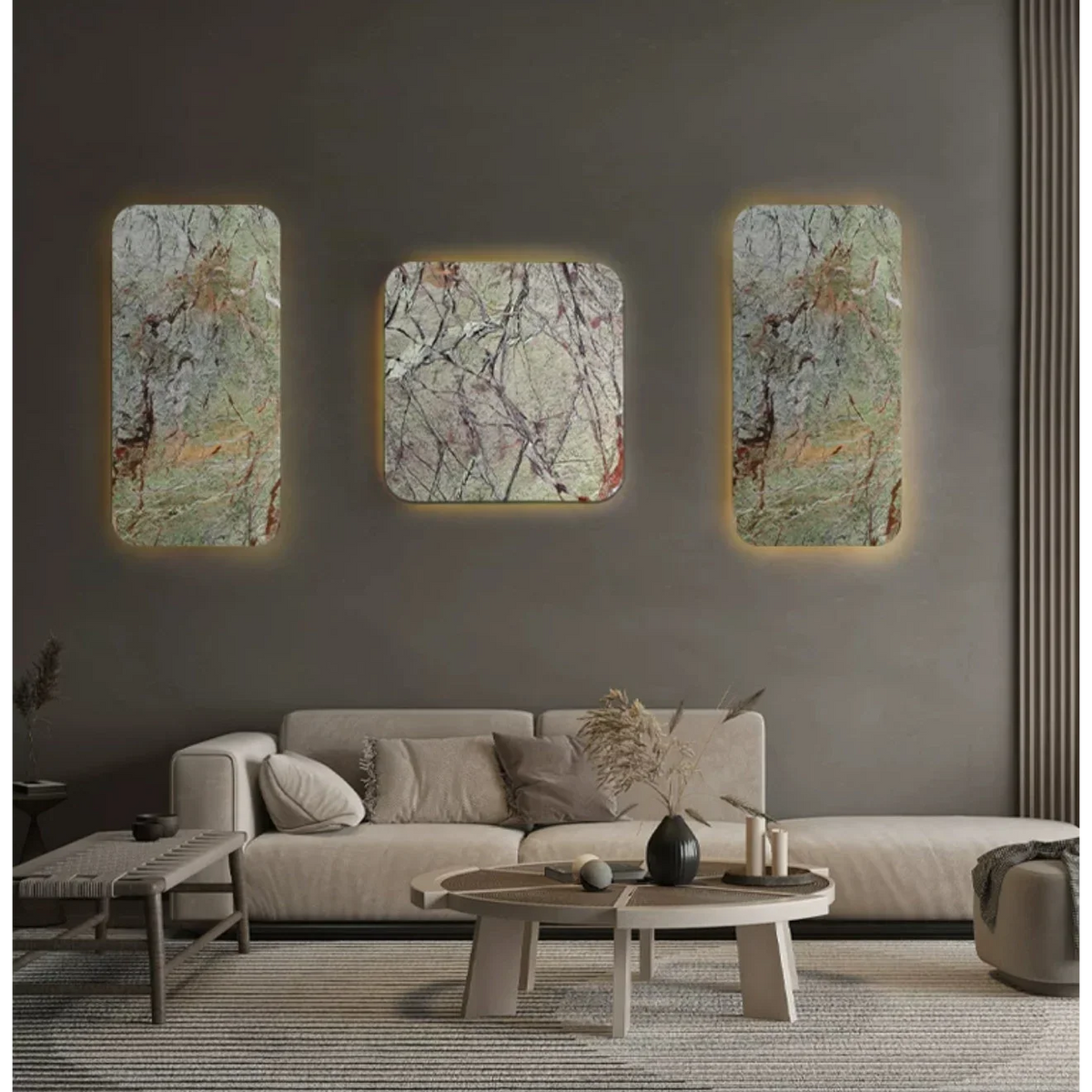 Green Marble Wall Light | Rectangular Natural Stone Sconce Modern Minimalist Living Room & Bedroom Casalolalights