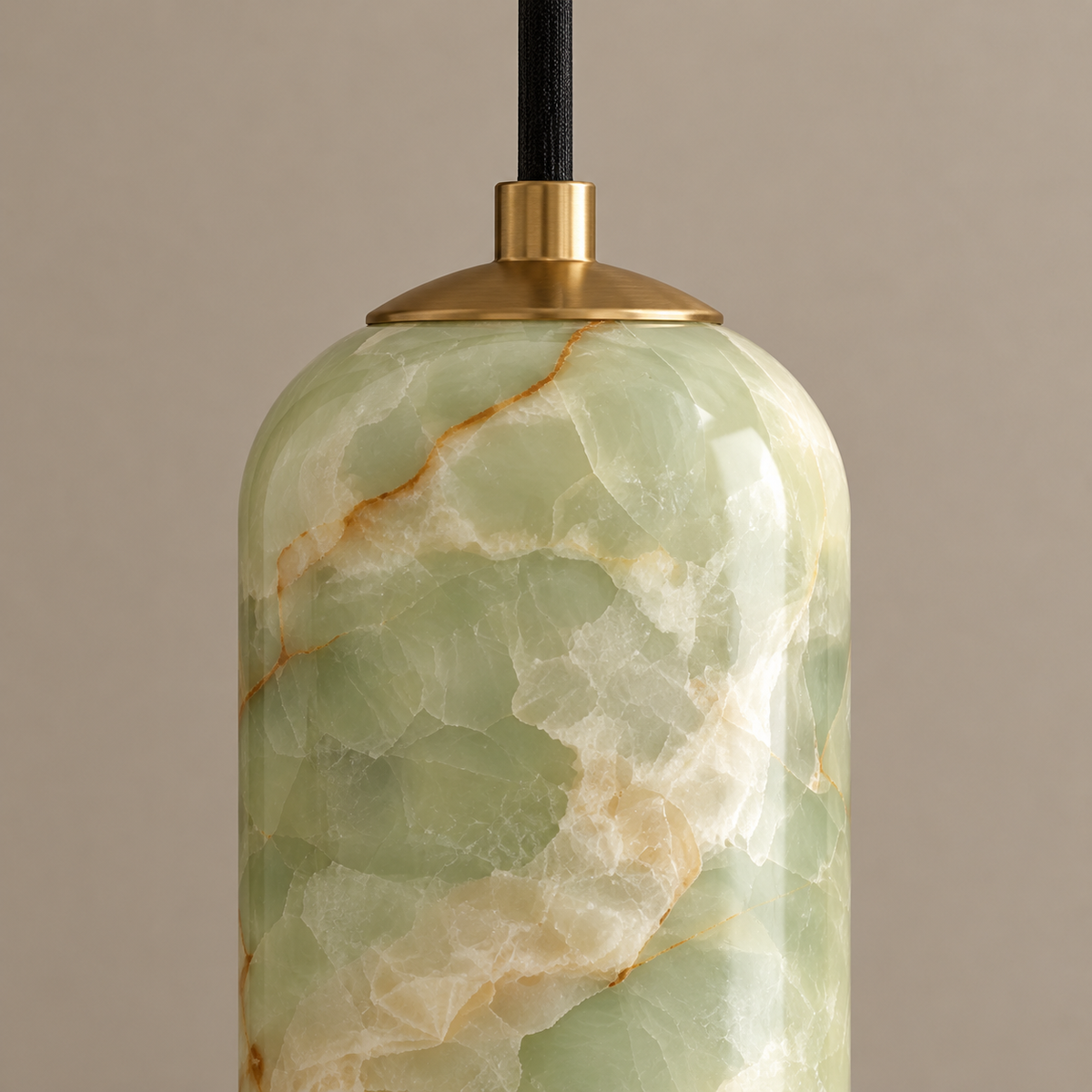 Close-up of stone rounded shoulder, neck cap and mineral structure on the CLJUP49-GO.