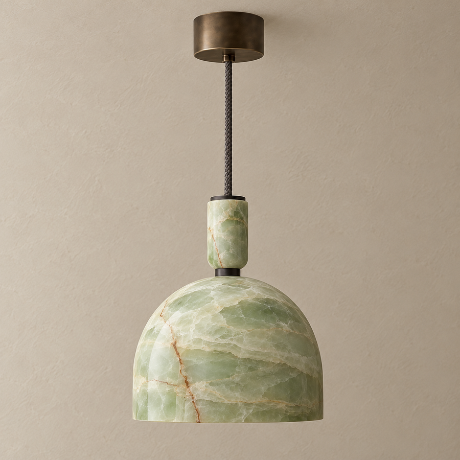 Green Onyx Dome Pendant Light